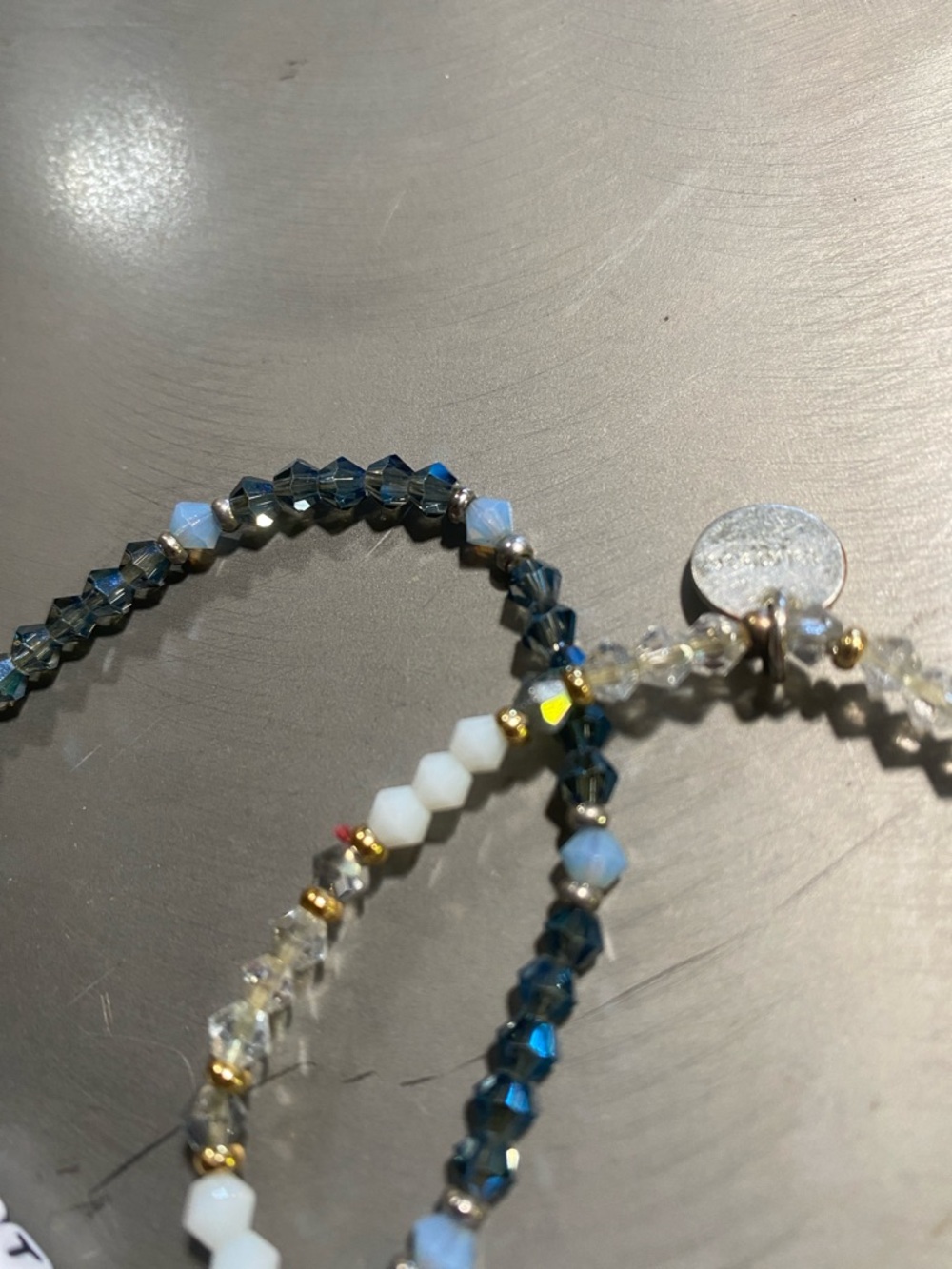 FAITH & BELIEVE Beaded Word Bracelets - Blue & White crystal - Picture 2 of 5
